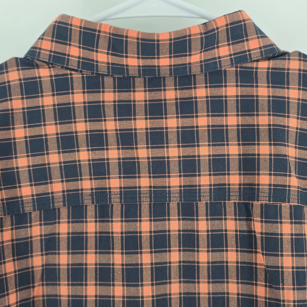 L.L. Bean Button Down Shirt Mens XL Orange Navy Plaid Slightly Fitted - Picture 15 of 16